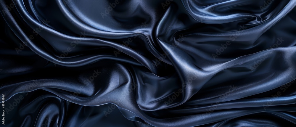 Obraz premium A detailed view of black fabric displaying a wavy pattern at its upper and lower edges