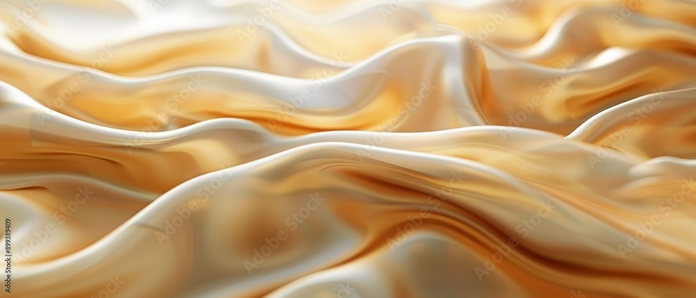 Fototapeta premium A tight shot of a yellow-white background with a wavy pattern at its base In the image's lower corner, there's a subtle wave design at the bottom