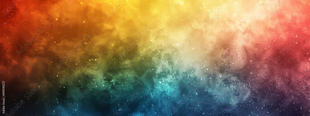 A multicolored space backdrop featuring stars and cosmic dust dispersed in the middle A multicolored space backdrop featuring stars and cosmic dust dispersed in the middle