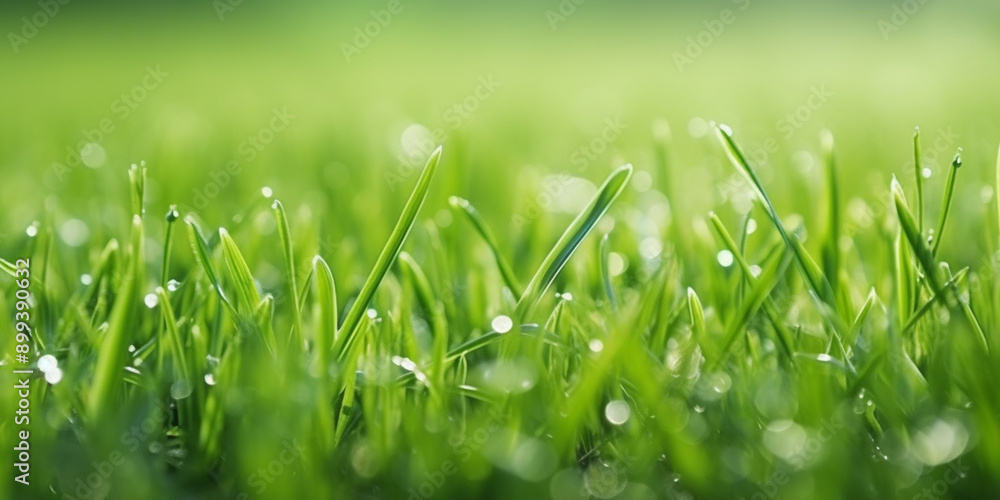 Obraz premium Green grass grows abundantly with a soft background Artificial Intelligence Generated