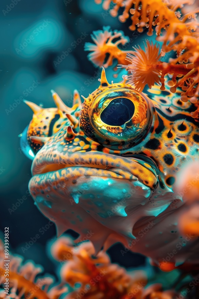 puffer fish underwater. Selective focus. puffer fish underwater. Selective focus.