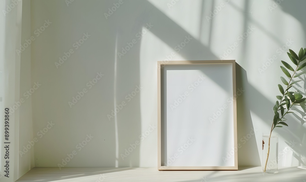 empty frame lying on a minimalist table near the window, Generative AI empty frame lying on a minimalist table near the window, Generative AI