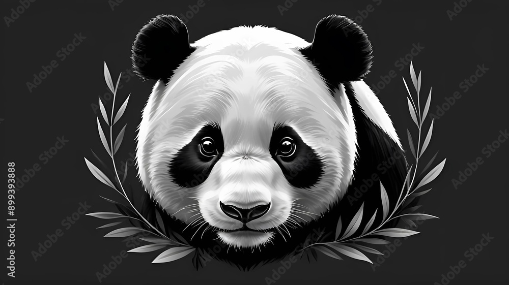 panda bear on a black background panda bear on a black background
