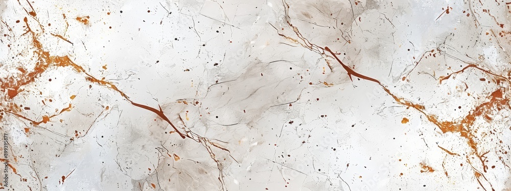 A tight shot of a marbled surface, adorned with brown and white paint splatters atop A tight shot of a marbled surface, adorned with brown and white paint splatters atop
