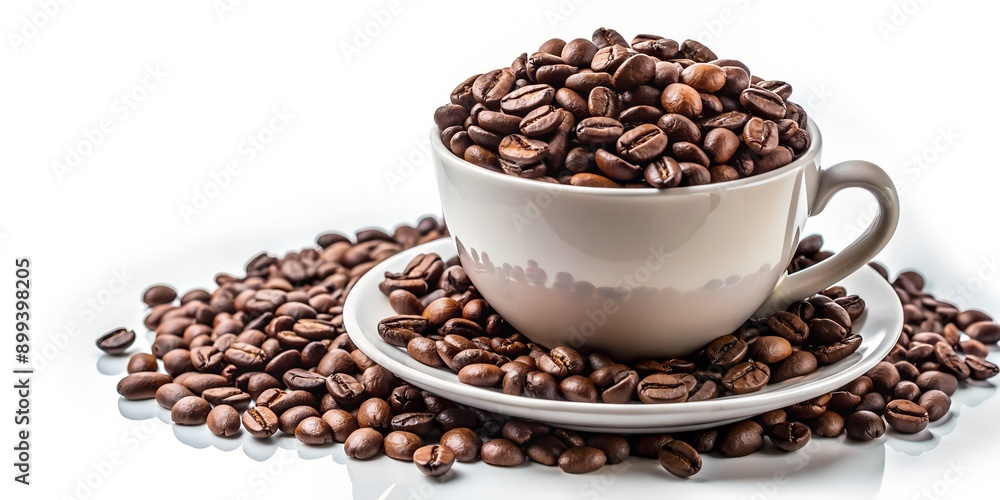 Cup of coffee beans on white background Generative By AI Cup of coffee beans on white background Generative By AI