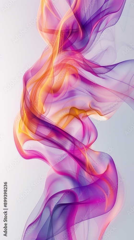 A tight shot of vibrant purple and yellow smoke against a pristine white backdrop, accompanied by a light blue sky in the distant background A tight shot of vibrant purple and yellow smoke against a pristine white backdrop, accompanied by a light blue sky in the distant background