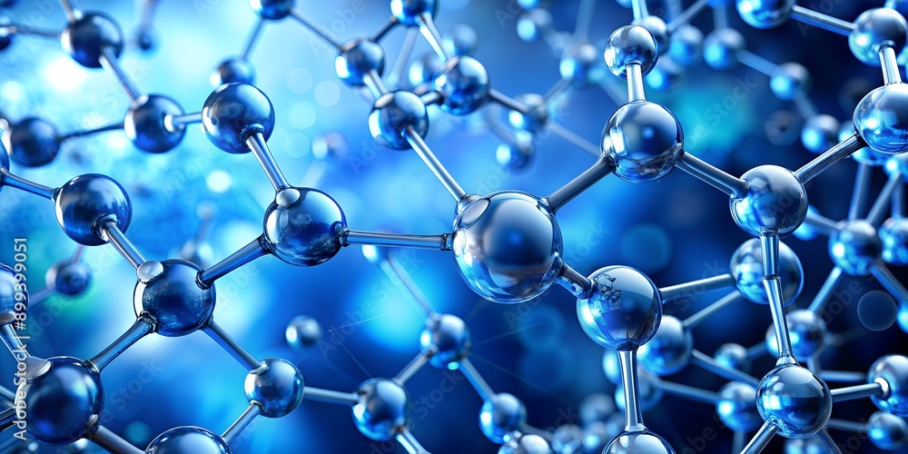 Abstract blue molecular structure background with chemical bonds illustrating scientific and biomedical themes in a high tech st Abstract blue molecular structure background with chemical bonds illustrating scientific and biomedical themes in a high tech st