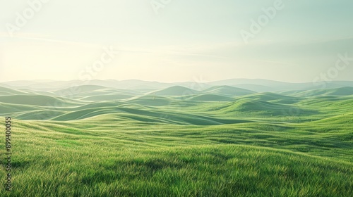 Realistic 3D plain with gentle, rolling hills and pastel tones, creating a calm and comfortable atmosphere