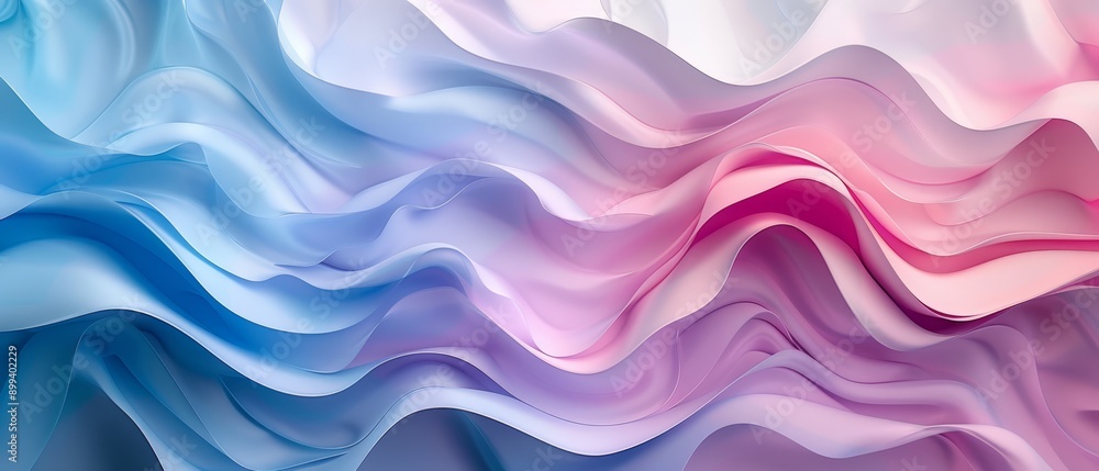 A tight shot of a wavy backdrop, featuring a blue, pink, and white wave on its leftside A tight shot of a wavy backdrop, featuring a blue, pink, and white wave on its leftside