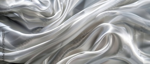  A tight shot of undulating wave patterns on a white fabric, visible at its upper and lower edges