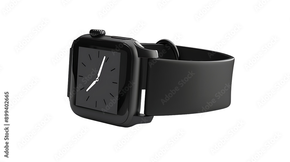 wrist smart watch mockup with black strap isolated on transparent background wrist smart watch mockup with black strap isolated on transparent background
