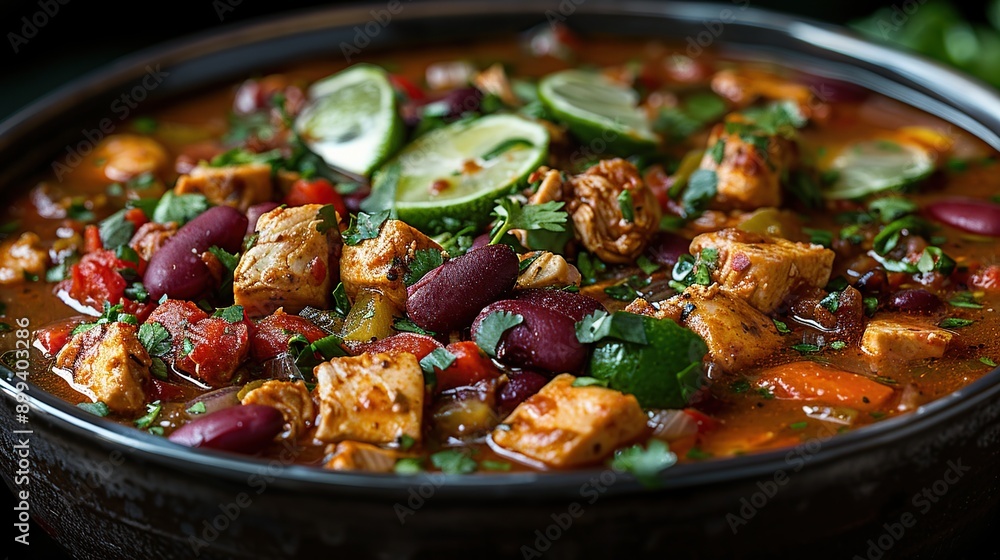 Chicken Chili with Lime Garnish Chicken Chili with Lime Garnish