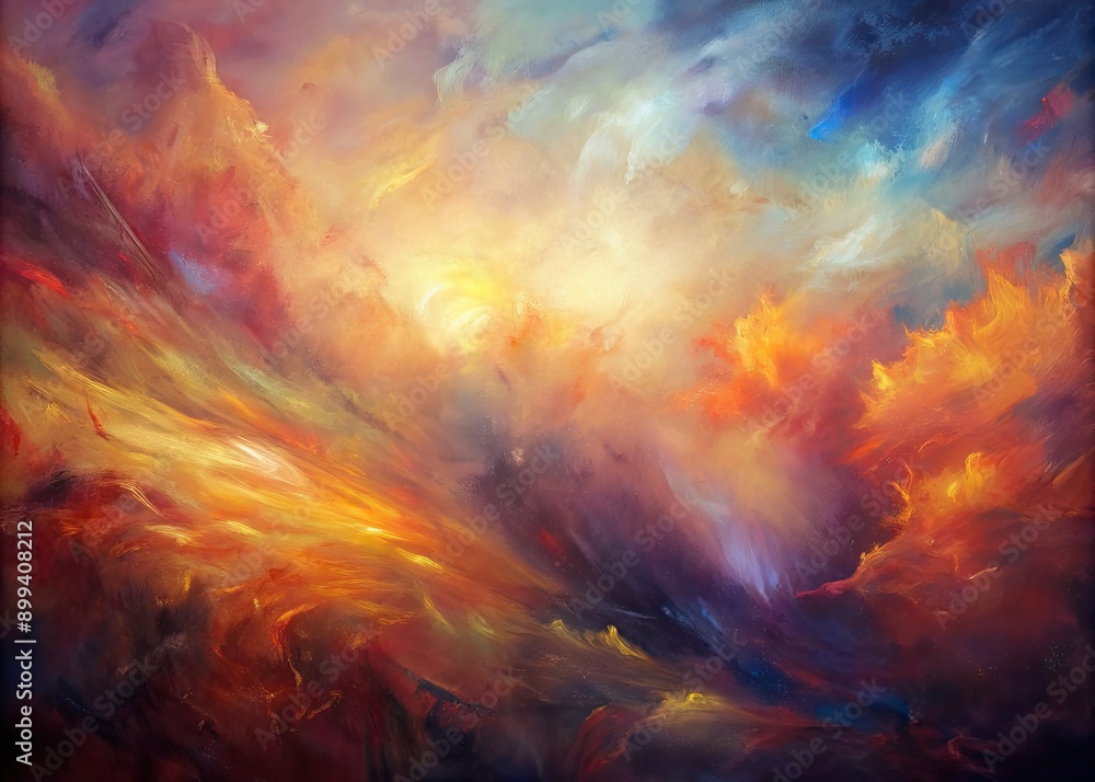 Vibrant abstract painting of a fiery sky. Vibrant abstract painting of a fiery sky.