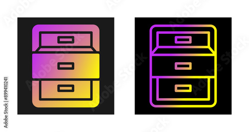 Filing cabinet with open door Vector Icon