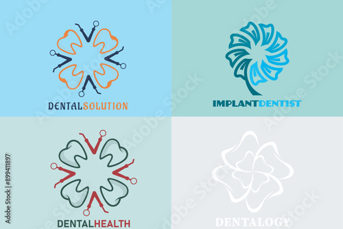 Collection of Dental care logo design. Teeth vector icon illustration. Healthcare and Medical objects icon design concept. Dentist tooth object logo design.