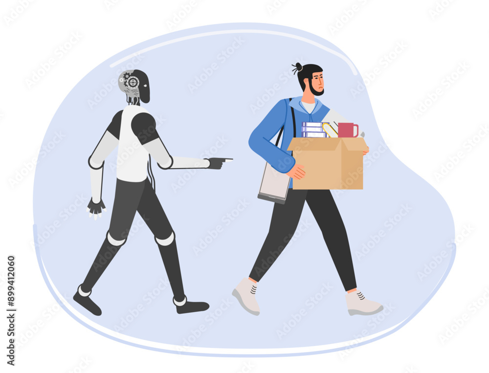 AI Robot People Unemployment Job loss Work problem AI Robot People Unemployment Job loss Work problem