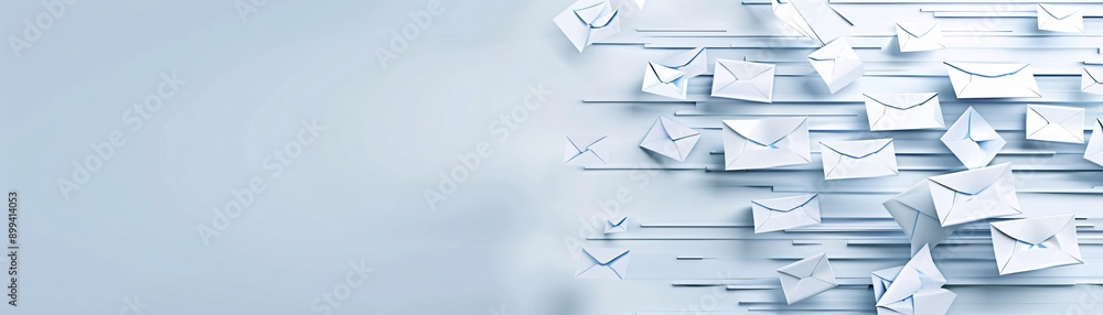 Minimalist digital background with email marketing elements, showcasing customer engagement Minimalist digital background with email marketing elements, showcasing customer engagement