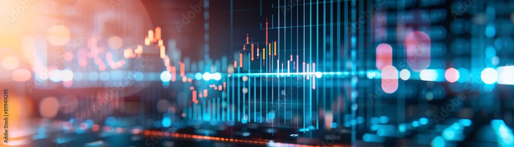 A high-tech digital background with a colorful analytics dashboard, promoting brand loyalty A high-tech digital background with a colorful analytics dashboard, promoting brand loyalty