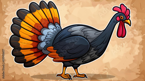 Celebrate the season with this charming handdrawn turkey illustration, perfect for Thanksgiving decor and festive greetings photo