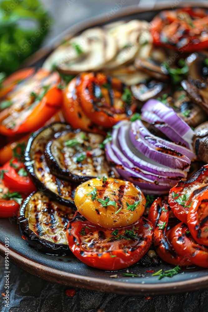 various grilled vegetables on a plate. Selective focus. various grilled vegetables on a plate. Selective focus.