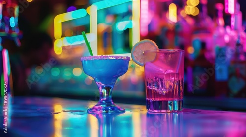 The colorful neon cocktails photo