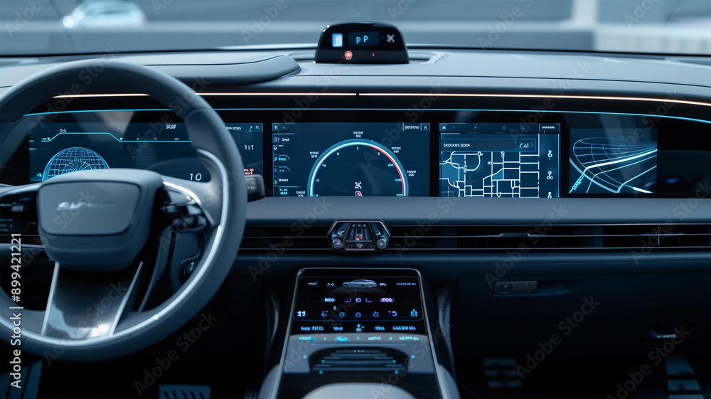 Fototapeta premium 車載センサーシステムとダッシュボードのリアルタイムデータ