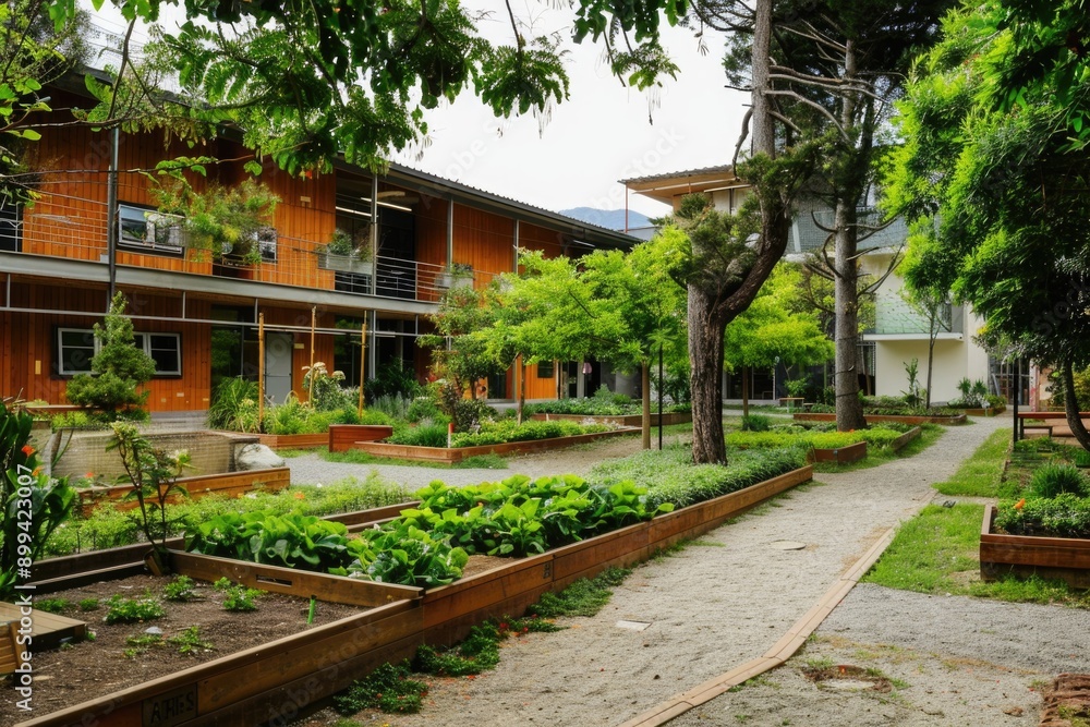 Educational Campus with Lush Permaculture Gardens for Sustainable Agriculture Learning Educational Campus with Lush Permaculture Gardens for Sustainable Agriculture Learning