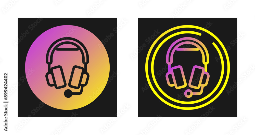 Headphones with Microphone Vector Icon Headphones with Microphone Vector Icon