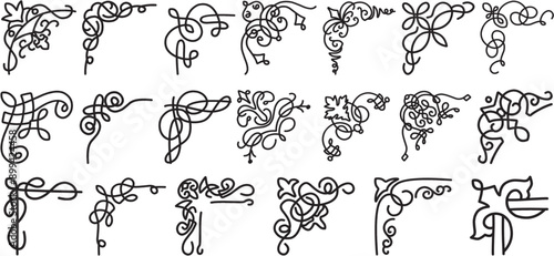 Vintage Corner Border Vector Collection - Decorative Flourishes for Art, Craft, and Design Projects