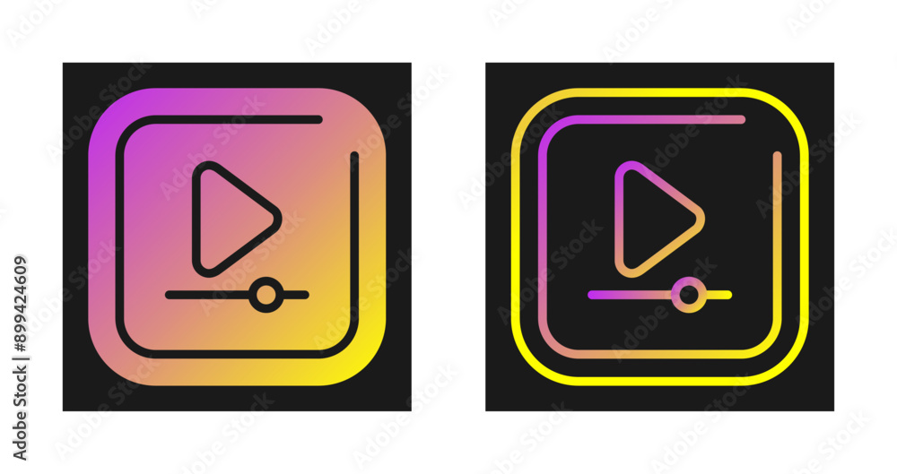 Video Play Square Vector Icon Video Play Square Vector Icon