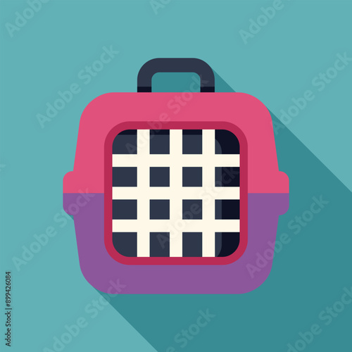 Pink pet carrier is sitting on a green background, giving a modern and stylish look to pet transportation