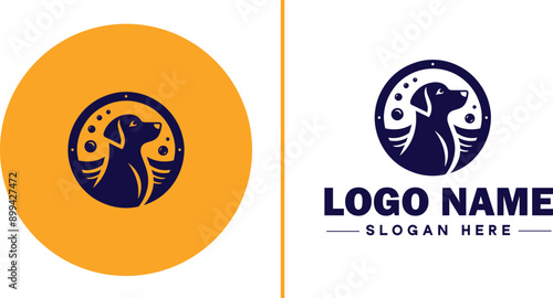 Dog grooming icon Canine care Pet grooming Dog styling flat logo sign symbol editable vector