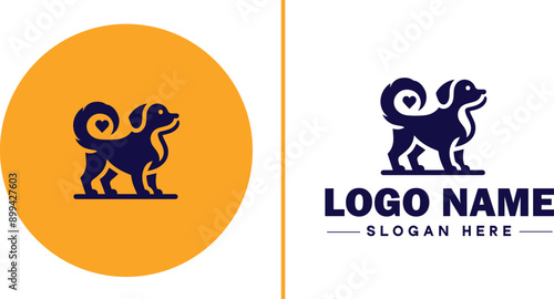 Dog grooming icon Canine care Pet grooming Dog styling flat logo sign symbol editable vector