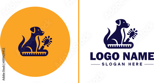 Dog grooming icon Canine care Pet grooming Dog styling flat logo sign symbol editable vector