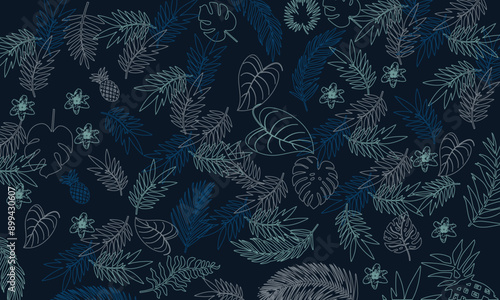 Outline tropical palm leaves patchwork wallpaper vintage vector seamless pattern for fabric shirt beach towel tablecloth pillow wrapping design