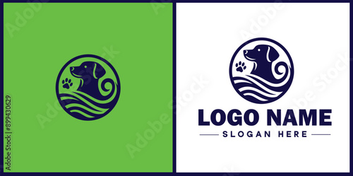 Dog grooming icon Canine care Pet grooming Dog styling flat logo sign symbol editable vector