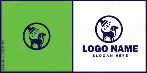 Dog grooming icon Canine care Pet grooming Dog styling flat logo sign symbol editable vector