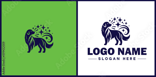 Dog grooming icon Canine care Pet grooming Dog styling flat logo sign symbol editable vector