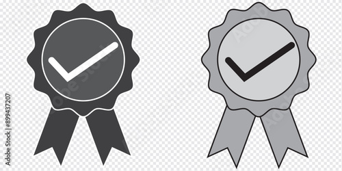 Vector blue badge icon hand drawn style isolated on white background. Award symbol for site design, logo, app.eps 10.