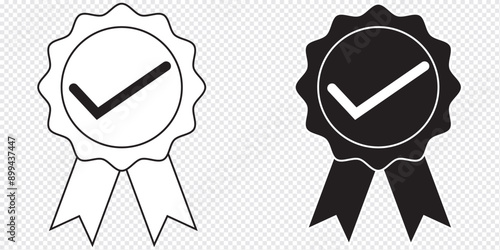 Vector blue badge icon hand drawn style isolated on white background. Award symbol for site design, logo, app.eps 10.