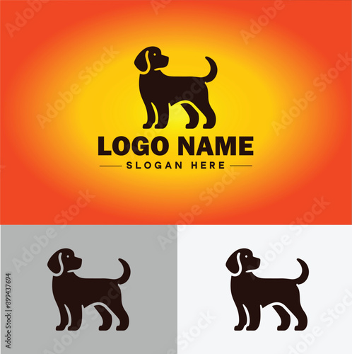 Dog grooming icon Canine care Pet grooming Dog styling flat logo sign symbol editable vector