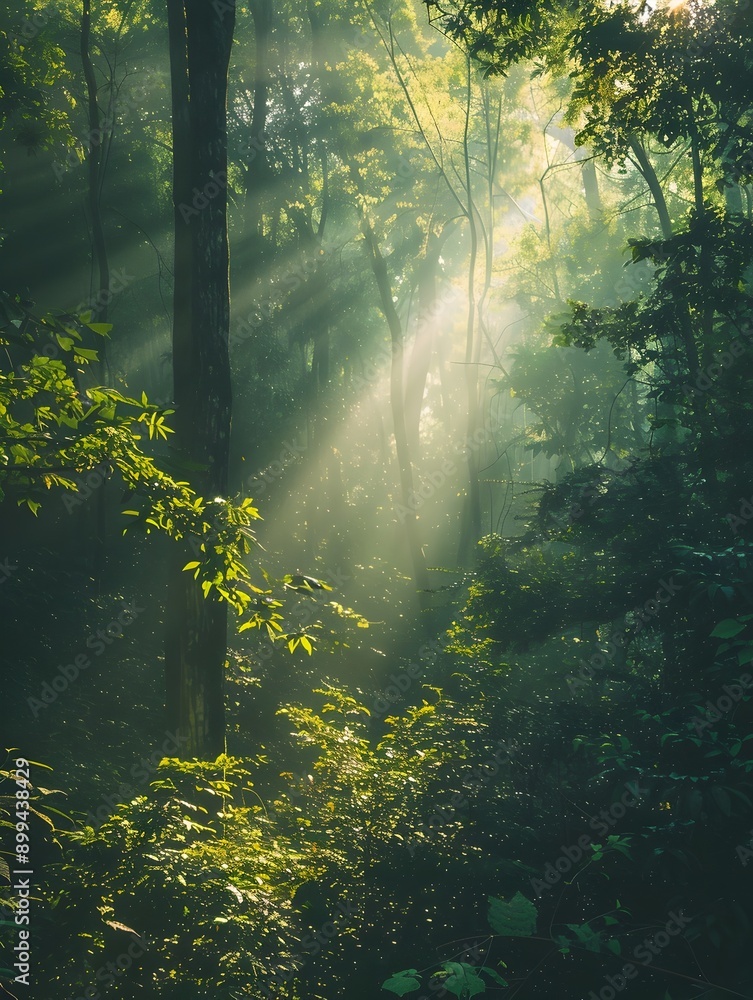 Enchanting Forest Bathed in Morning Sunlight Welcoming New Beginnings with Rejuvenating Energy Enchanting Forest Bathed in Morning Sunlight Welcoming New Beginnings with Rejuvenating Energy