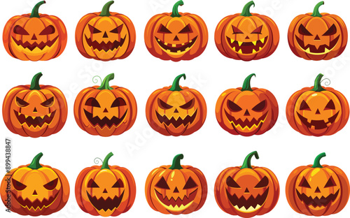 Halloween Pumpkin Jack-O-Lantern Collection | High Resolution Isolated On Transparent Background