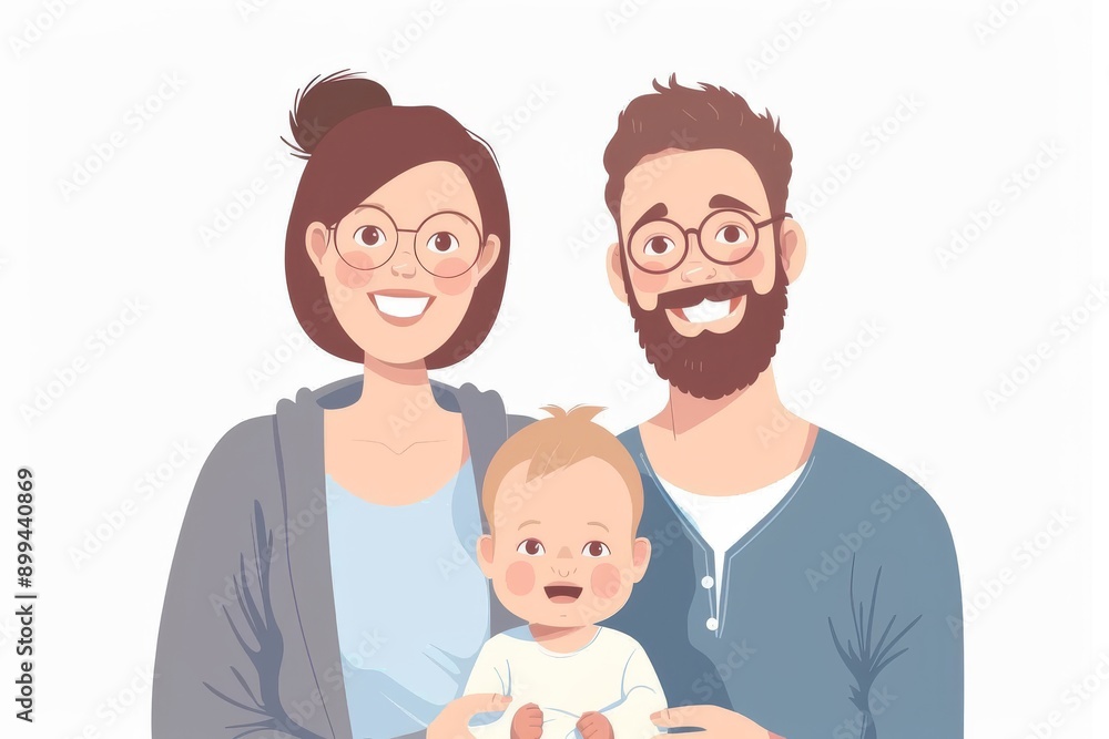 Family illustration with soft pastel colors symbolizing love connection and happiness Family illustration with soft pastel colors symbolizing love connection and happiness