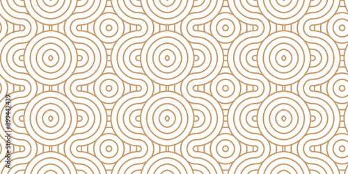 Overlapping abstract traditional geometric creative wave circle minimal lapping textile round vector texture. orange an brown fabric lapping element repeat swirl geometrical background.
