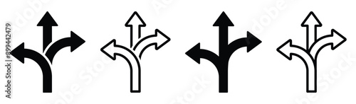 Choice vector icons set. Alternate Route line and filled flat designs