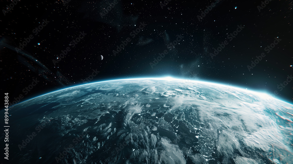 Fototapeta premium High-Definition Realistic Image of Earth in Space, Showcasing Futuristic Elements and Detailed Planetary Features, Captured with Advanced Technology for an Immersive Experience