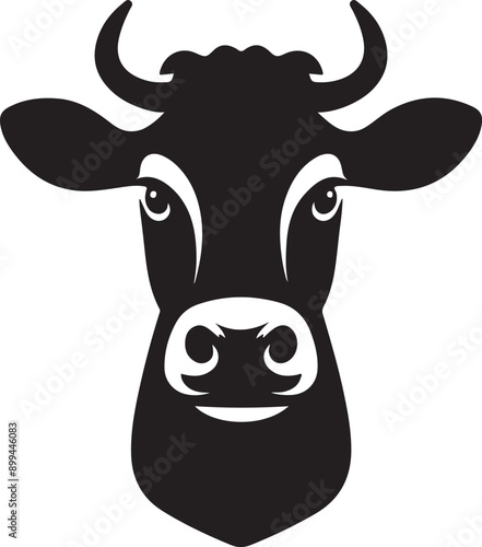 Cow head vector silhouette, Vector of cow head design, Cow silhouette design