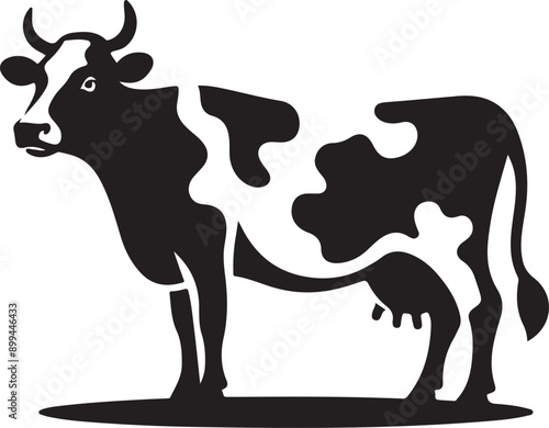 Cow silhouettes vector illustration. Black and white cows on a white background. Simple, modern design. Agriculture, farming, animal husbandry, dairy industry