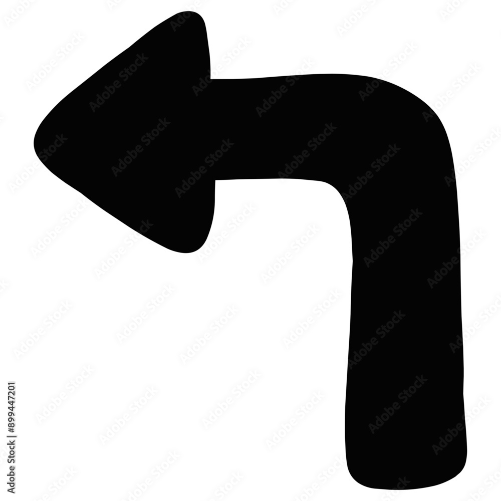 Turn Left Arrow Direction Vector Pointer Illustration Shape Hand Drawn Black Turn Left Arrow Direction Vector Pointer Illustration Shape Hand Drawn Black